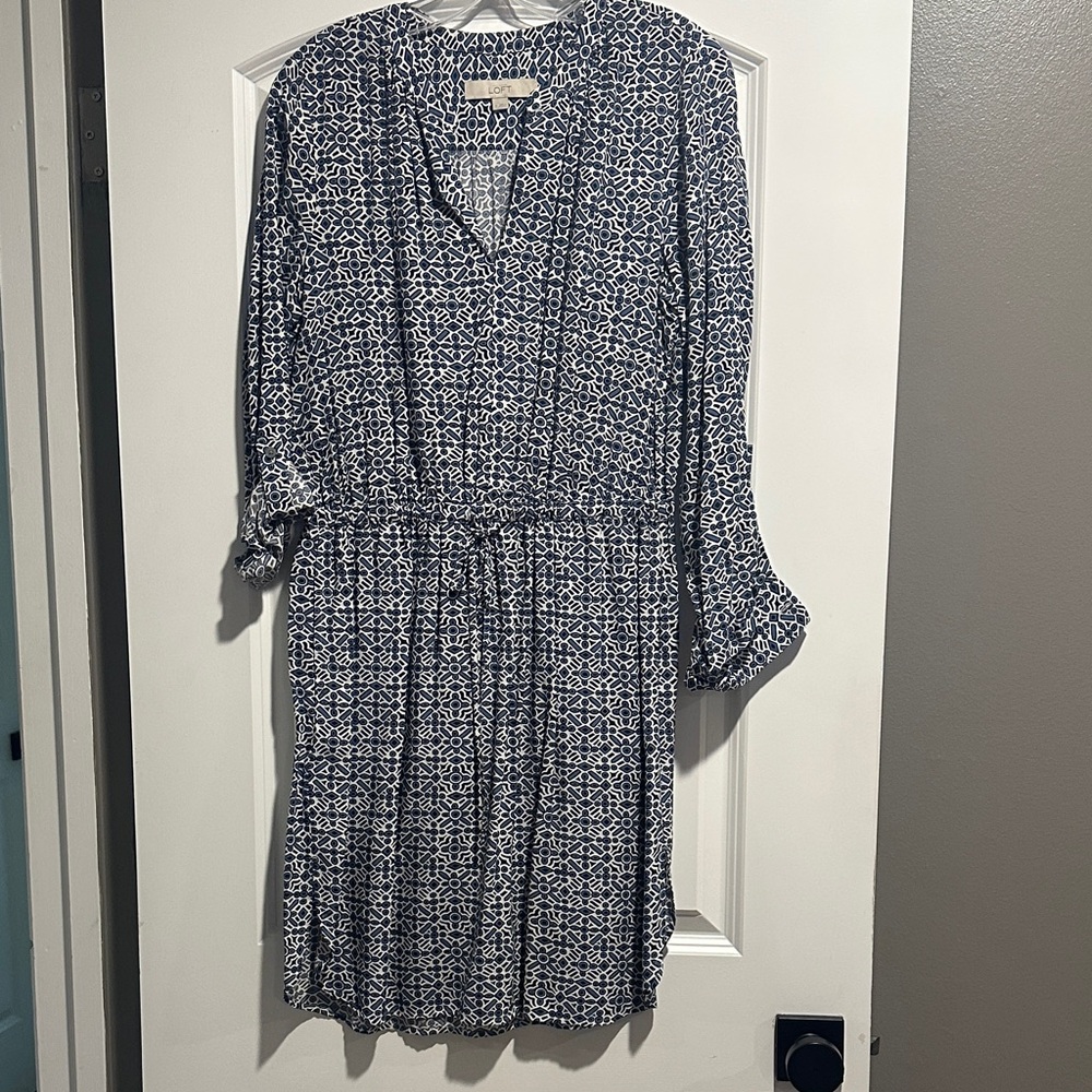 Loft Blue Patterned Women's Dress